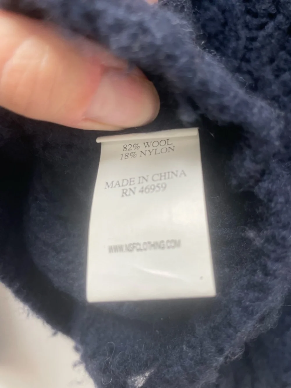 NSF Distressed m Crewneck Wool Sweater Size Small Navy